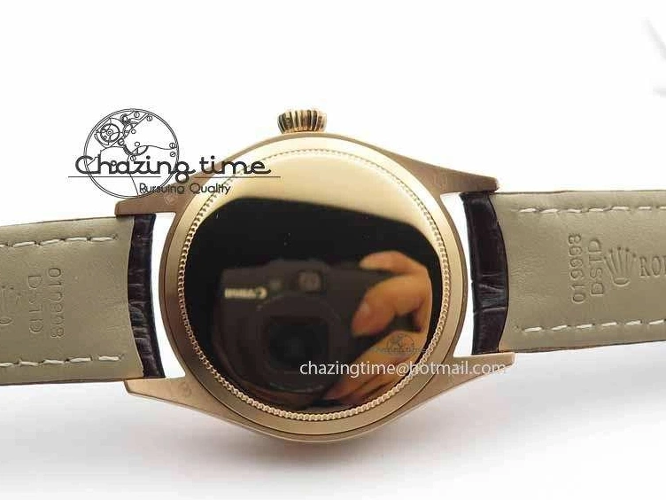 Brown On VF Date Best Cellini Dial A3165 White Strap RG Stick Markers Leather Edition 0104